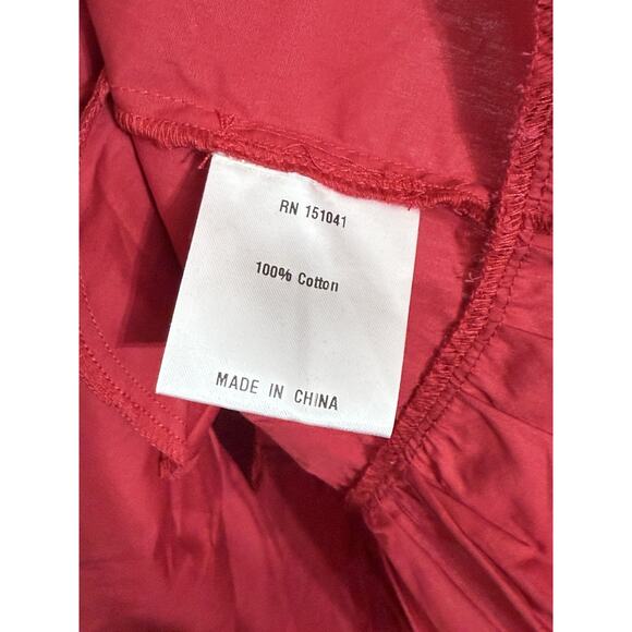 New FEW MODA Lanza Dress Smocked Square Neck Flutter Sleeve Magenta Red Size L - Picture 3 of 4